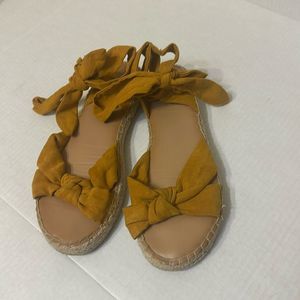 Mustard ankle tie sandals